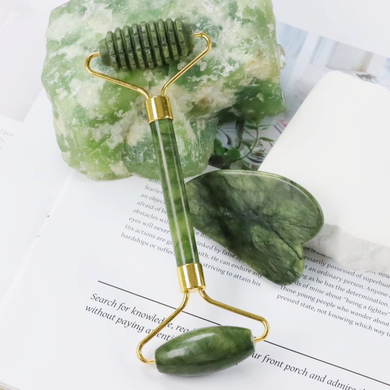 Jade Roller Gua Sha - Jade Spike Roller & Gua Sha