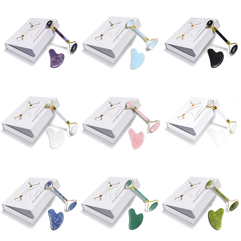 Jade Roller Gua Sha - Rozenkwarts Natuurlijke Jade Roller Massager Guasha