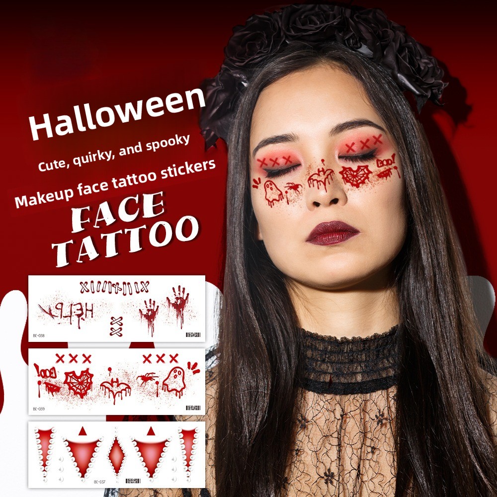 Beauty Halloween Makeup - 5 stuks Halloween schoonheidsstickers wondmake-up feest
